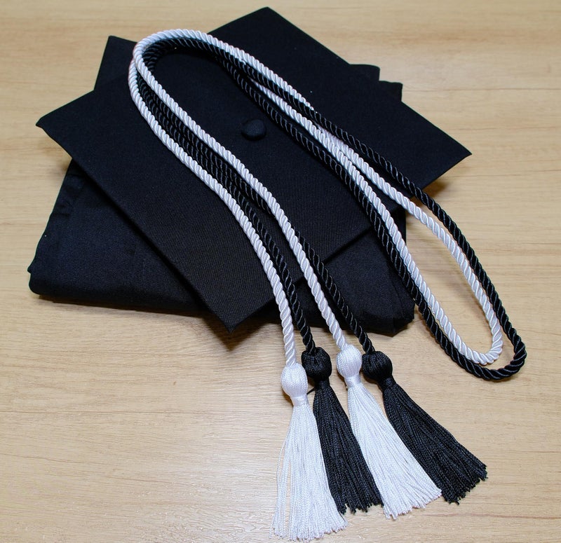 UIALECG Double Graduation Honor Cords - Black and White,68" Long - Image 3